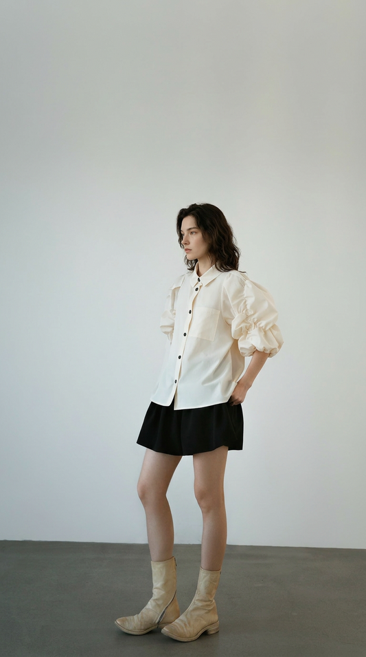 Ruched Puff Sleeve Blouse