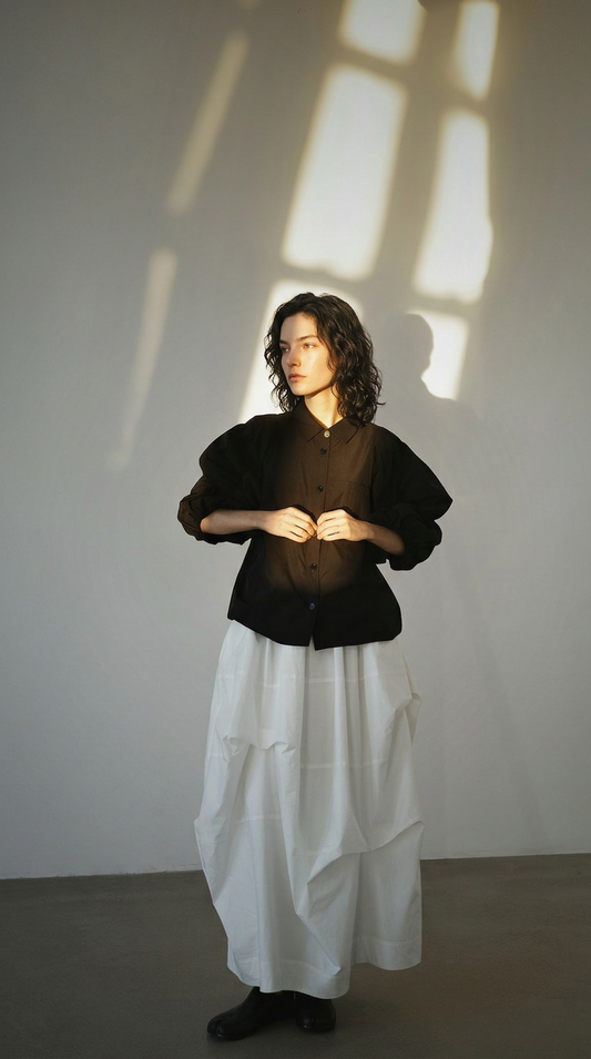 Ruched Puff Sleeve Blouse