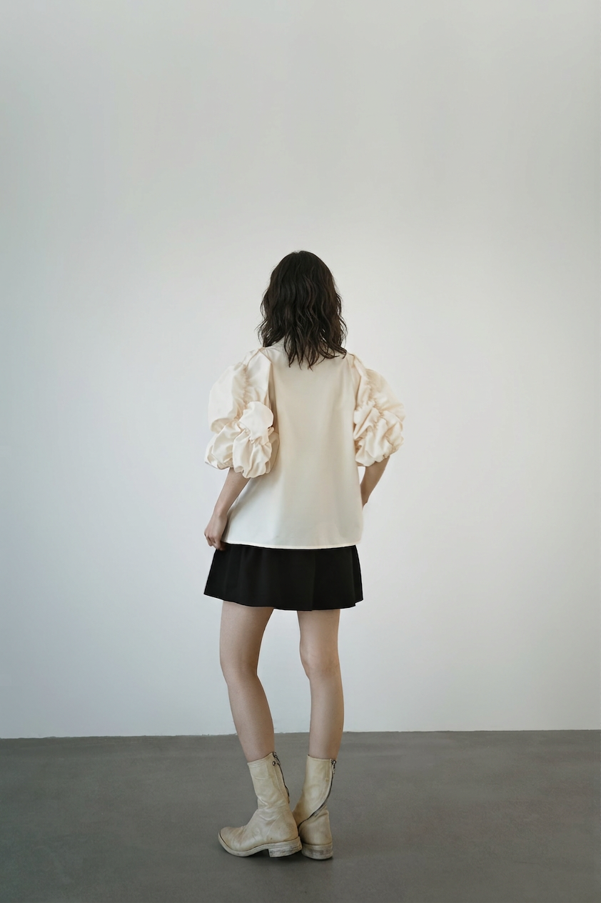 Ruched Puff Sleeve Blouse