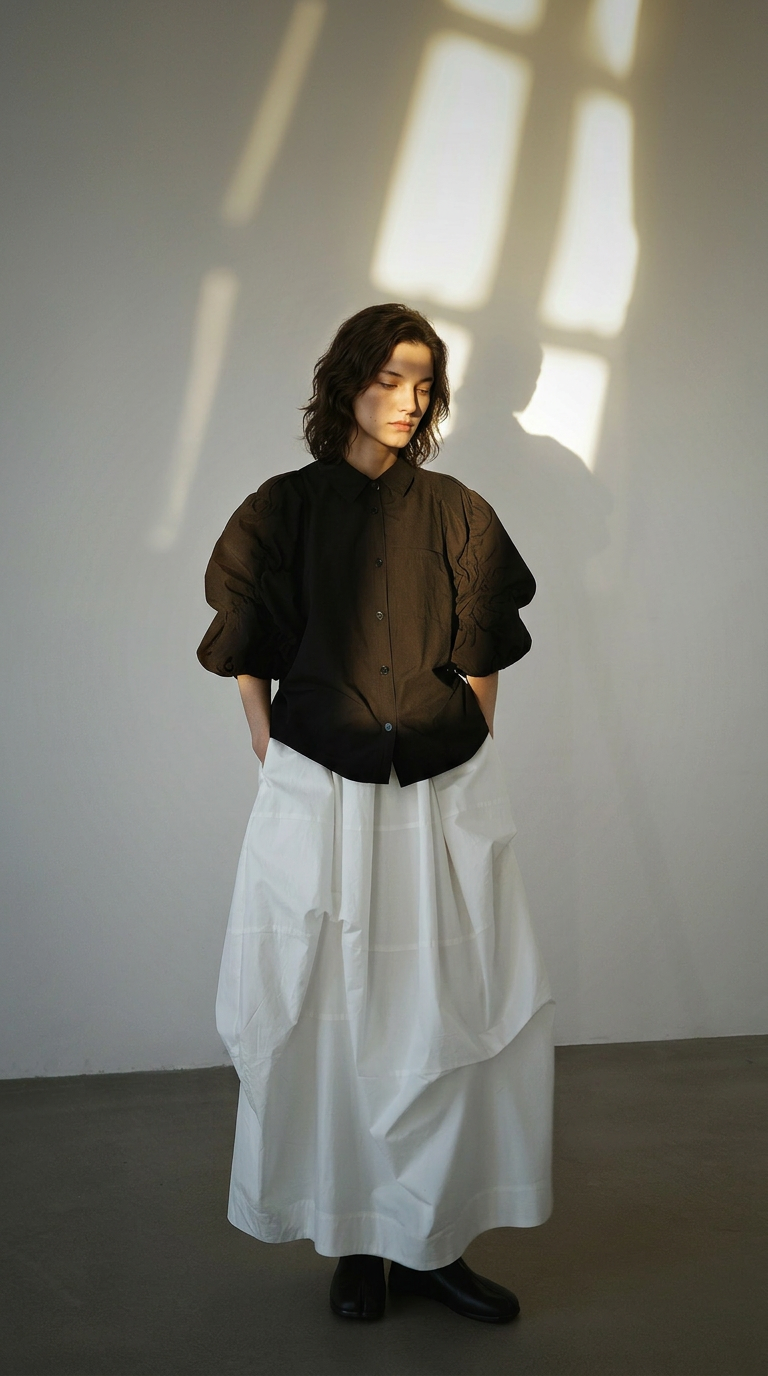 Ruched Puff Sleeve Blouse