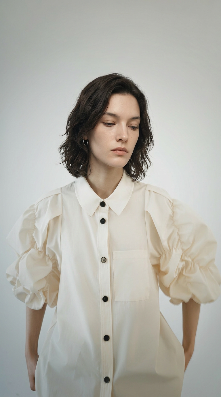 Ruched Puff Sleeve Blouse