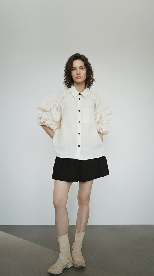 Ruched Puff Sleeve Blouse