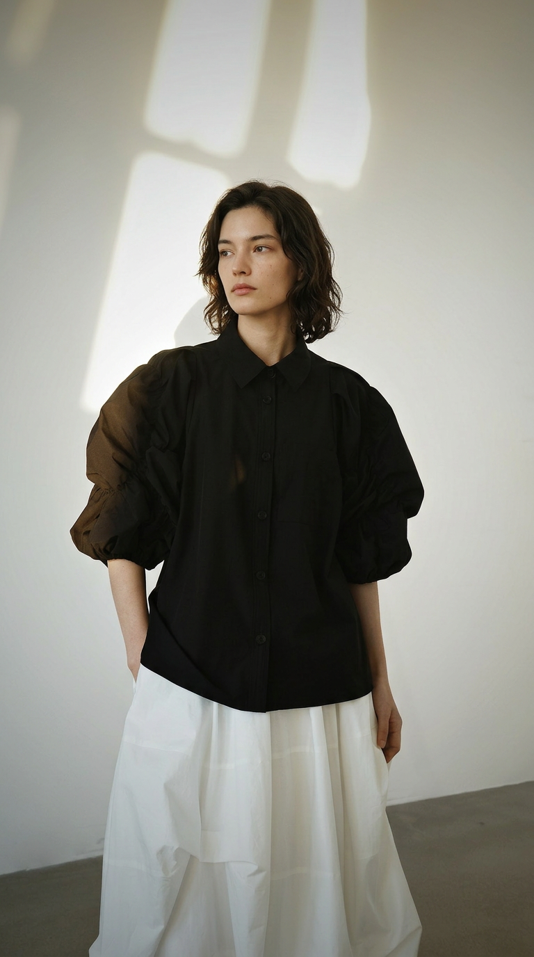 Ruched Puff Sleeve Blouse