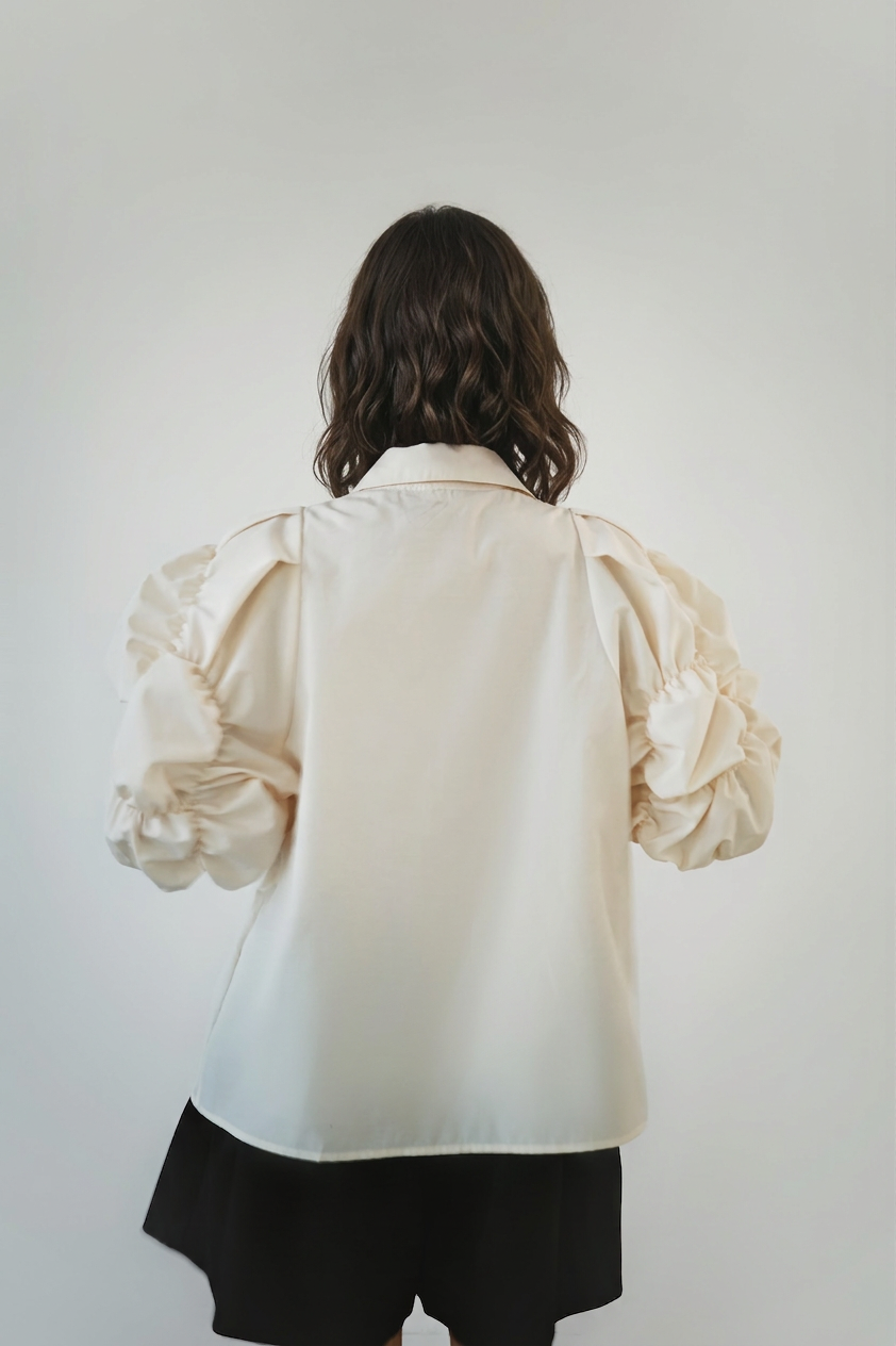 Ruched Puff Sleeve Blouse