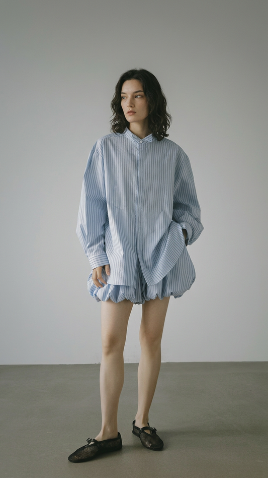 Blue Striped  Shorts