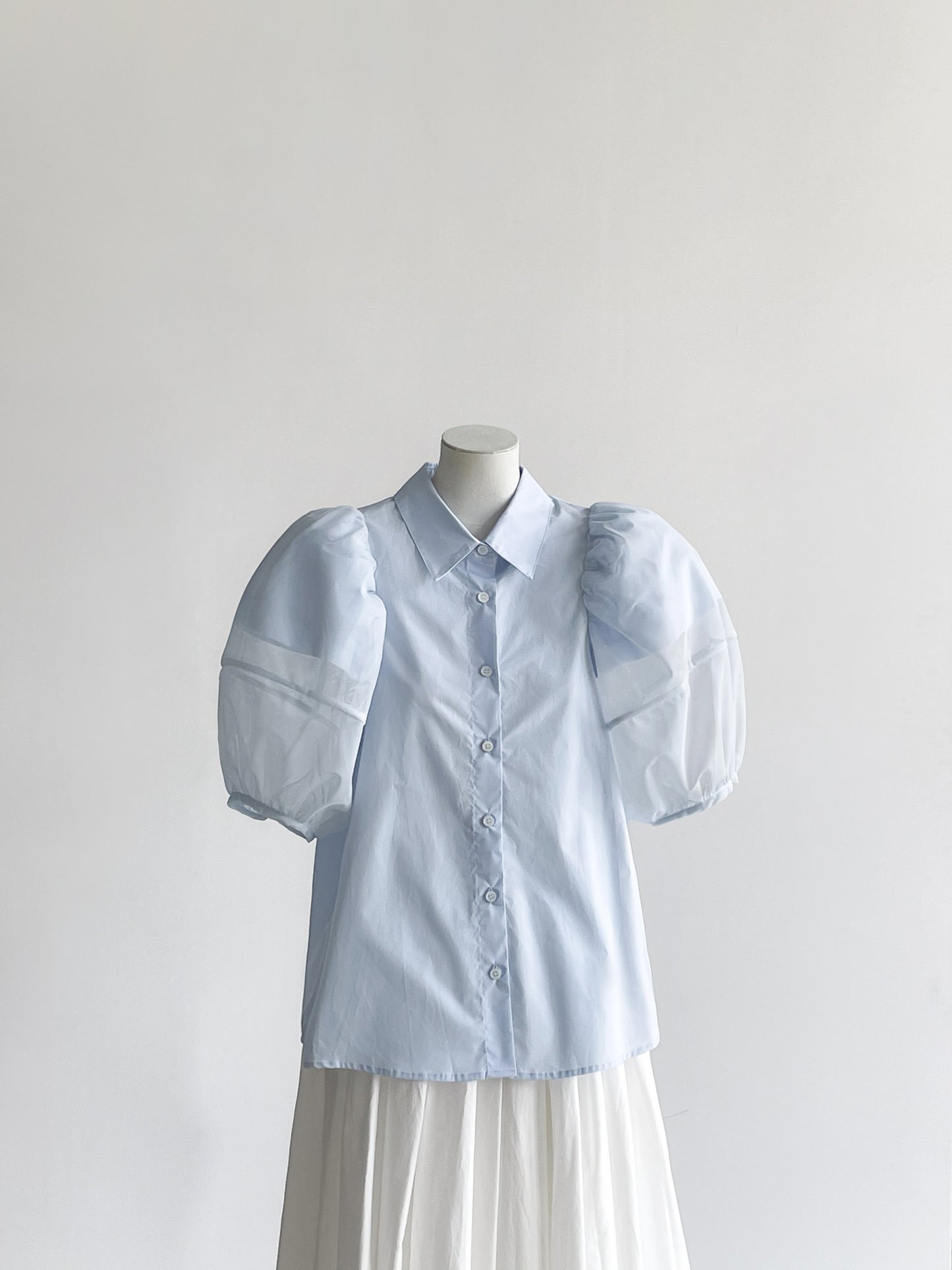 Mesh Puff Sleeve Shirt