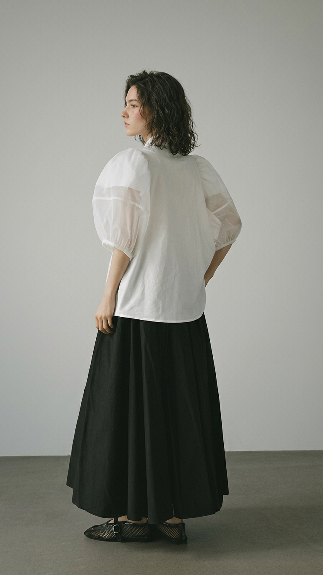 Mesh Puff Sleeve Shirt