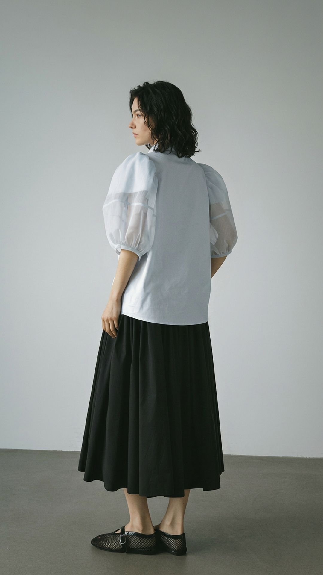 Mesh Puff Sleeve Shirt