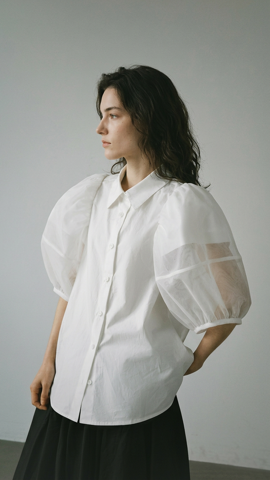Mesh Puff Sleeve Shirt