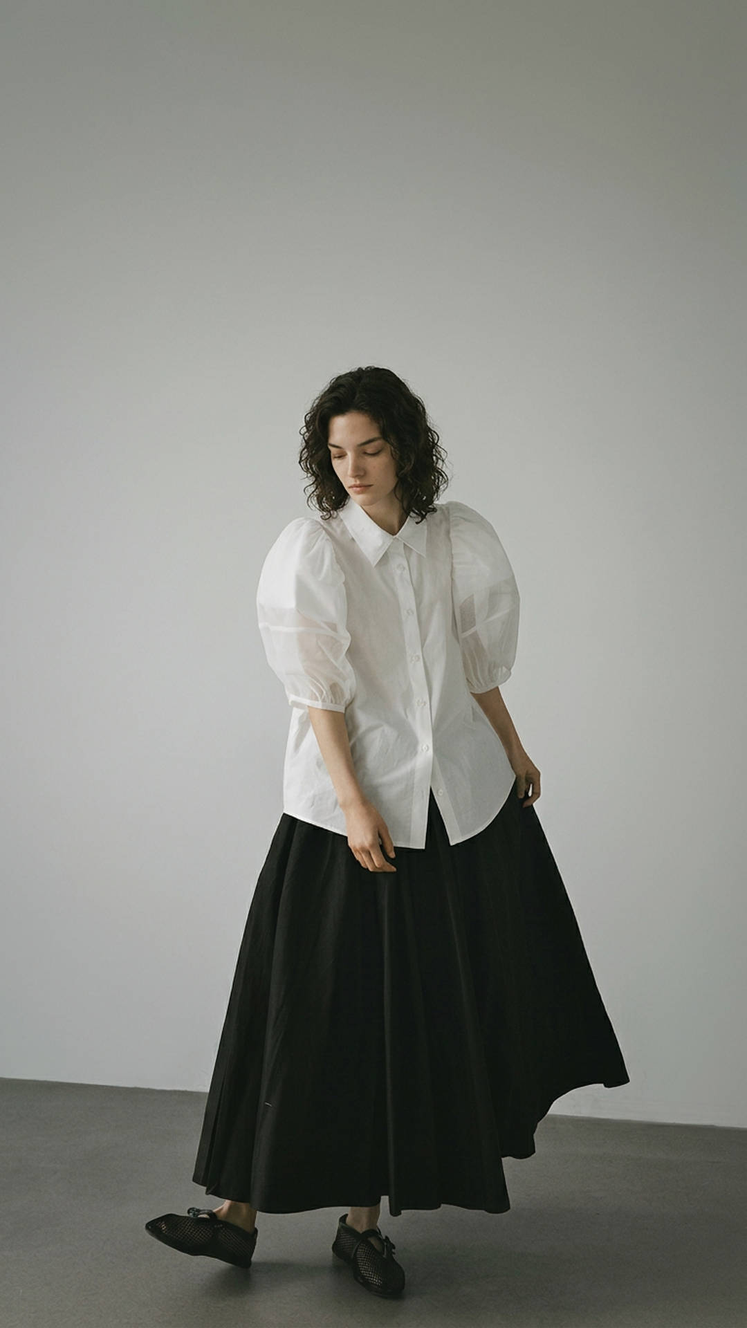 Mesh Puff Sleeve Shirt