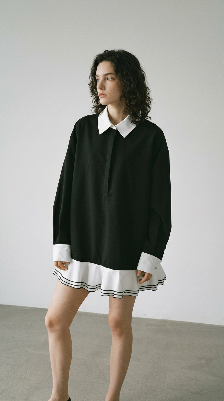 Vintage Contrast Blouse