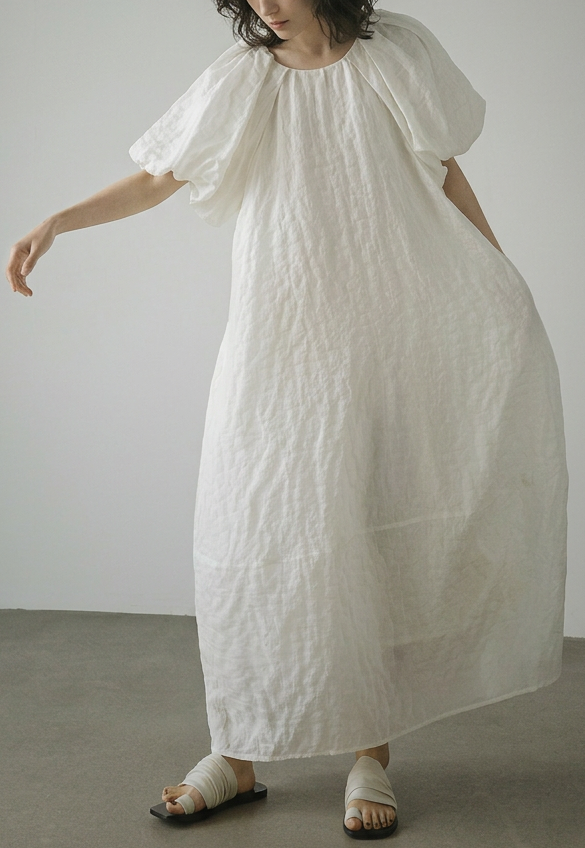 Vintage Jacquard Puff Sleeve Dress